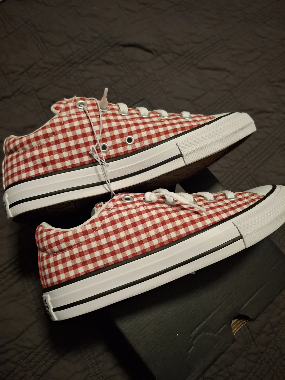 Converse Kids' All Star Low Top Sneakers - Red Gingham Size 5